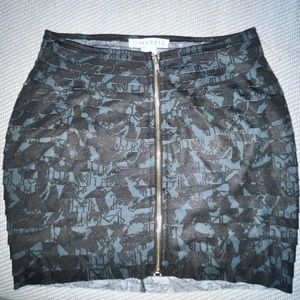 Black And Blue Zip Front Tiered Stretch Mini Skirt Size Sm